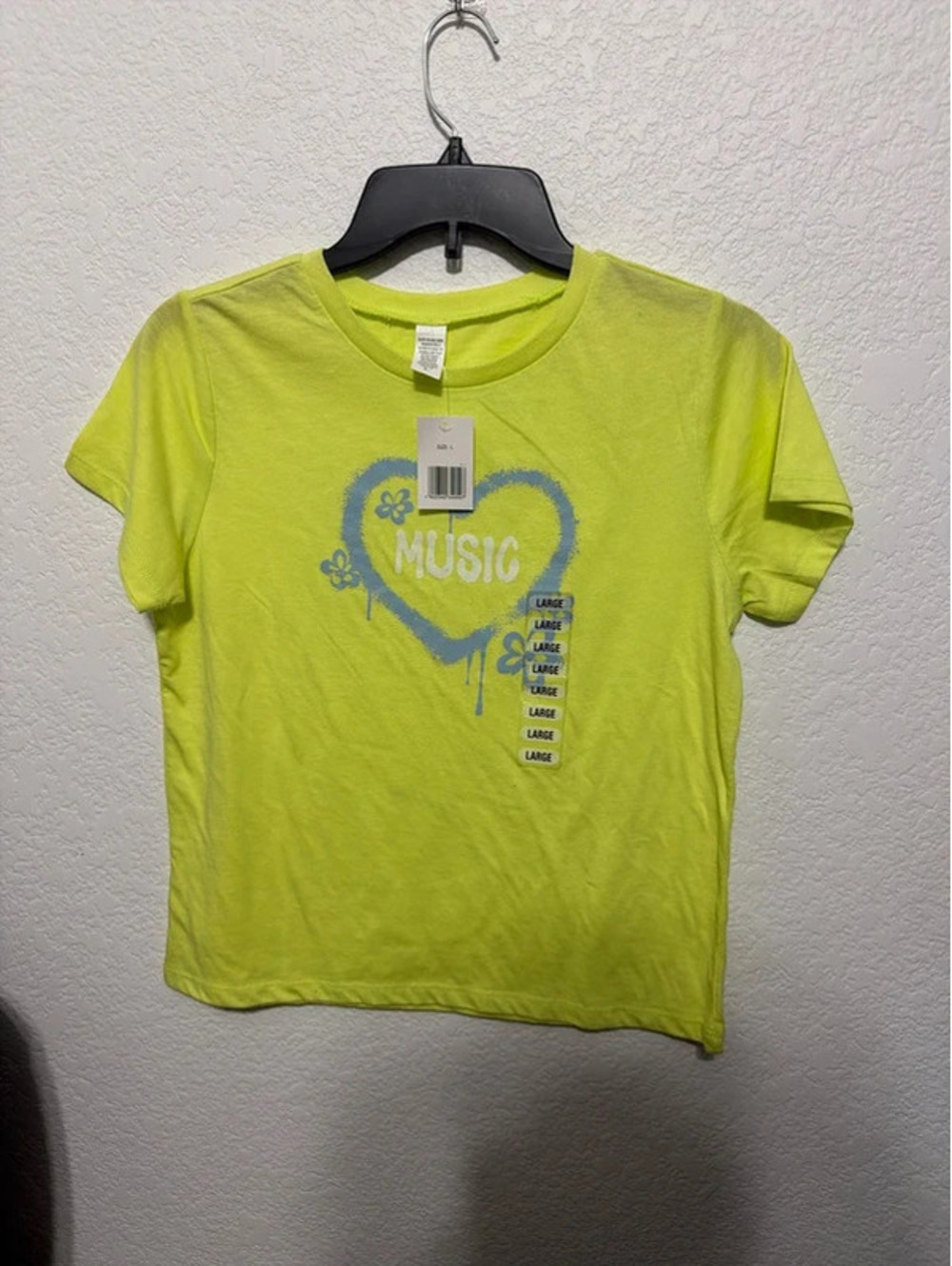 Neon Yellow Music Heart Graphic T-Shirt